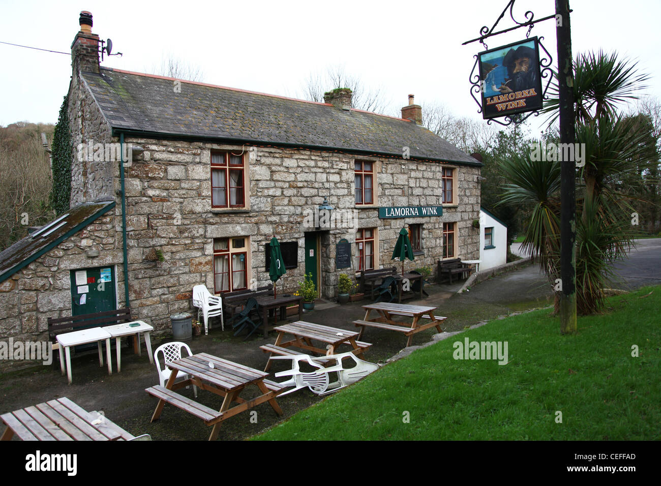Le Lamorna Wink pub, ou maison publique, Lamorna Cove, Cornwall, West Country, Angleterre, Royaume-Uni Banque D'Images