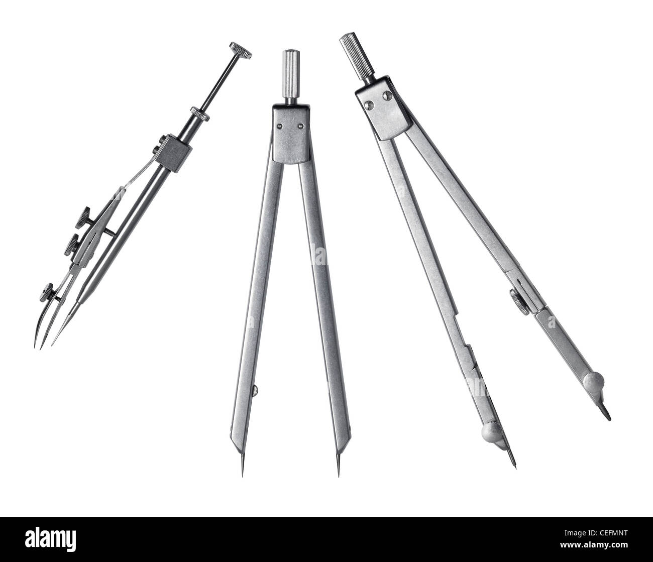 La photographie de studio de 3 différentes boussoles isolated on white, with clipping path Banque D'Images
