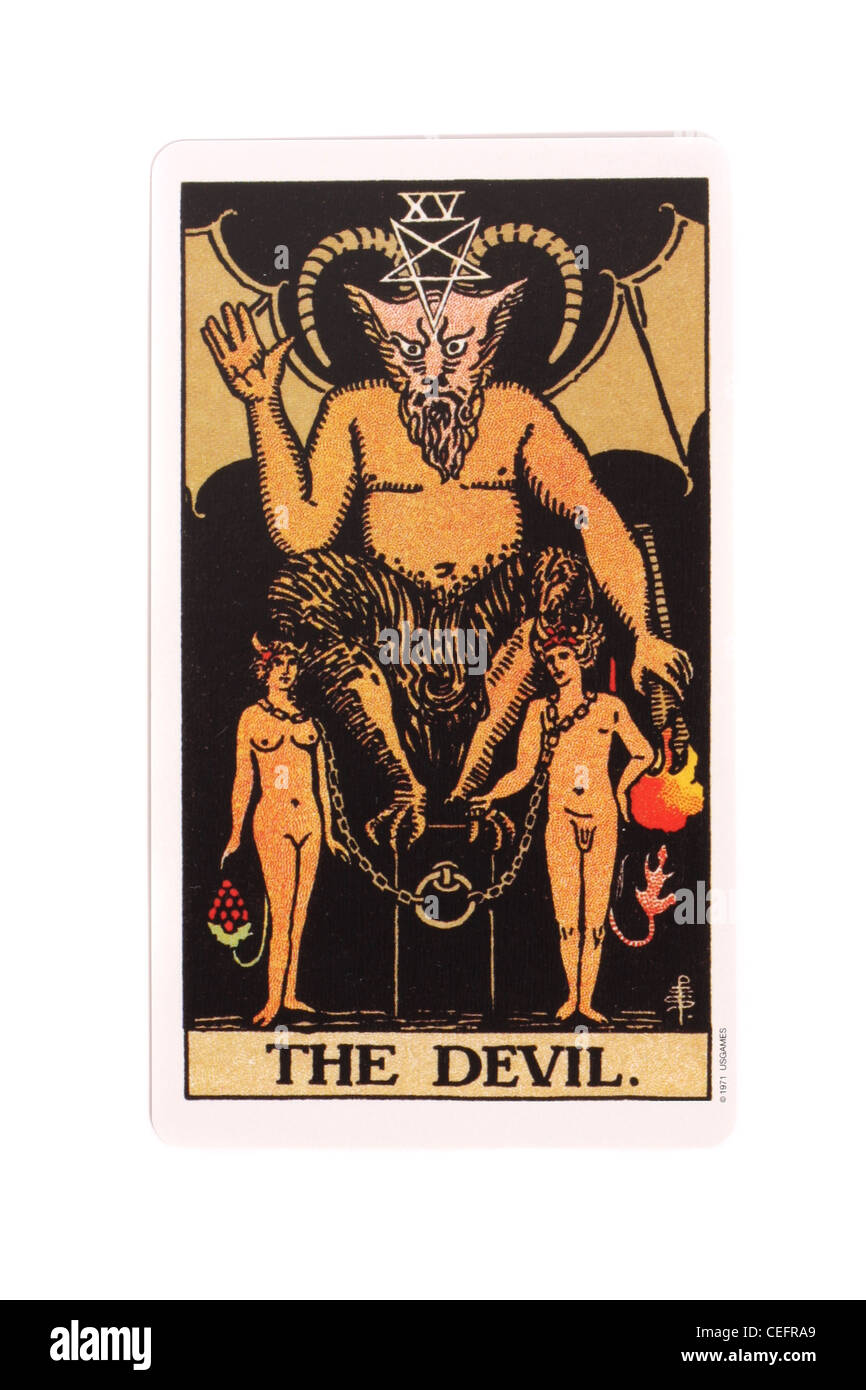 Le Diable d'une carte de tarot traditionnel pack. Banque D'Images
