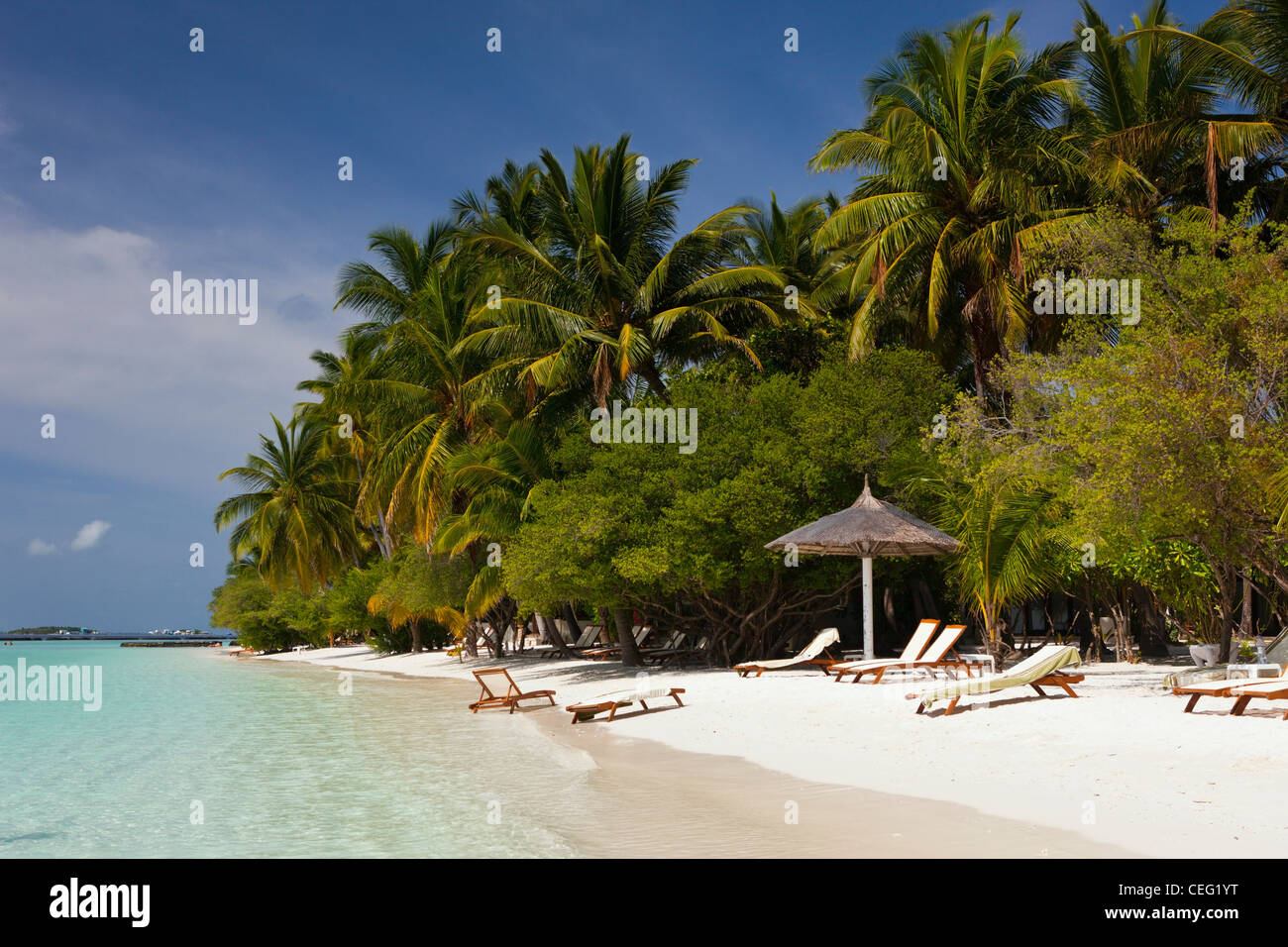 Plage de Kurumba Island, North Male Atoll, Maldives, océan Indien Banque D'Images