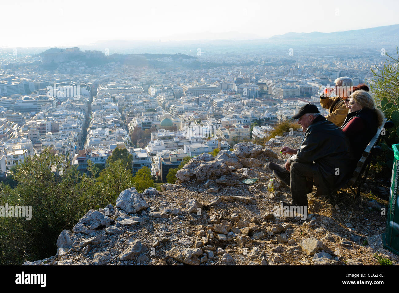 Vue d'Athènes depuis le mont Lycabette, Athènes, Grèce, Europe Banque D'Images