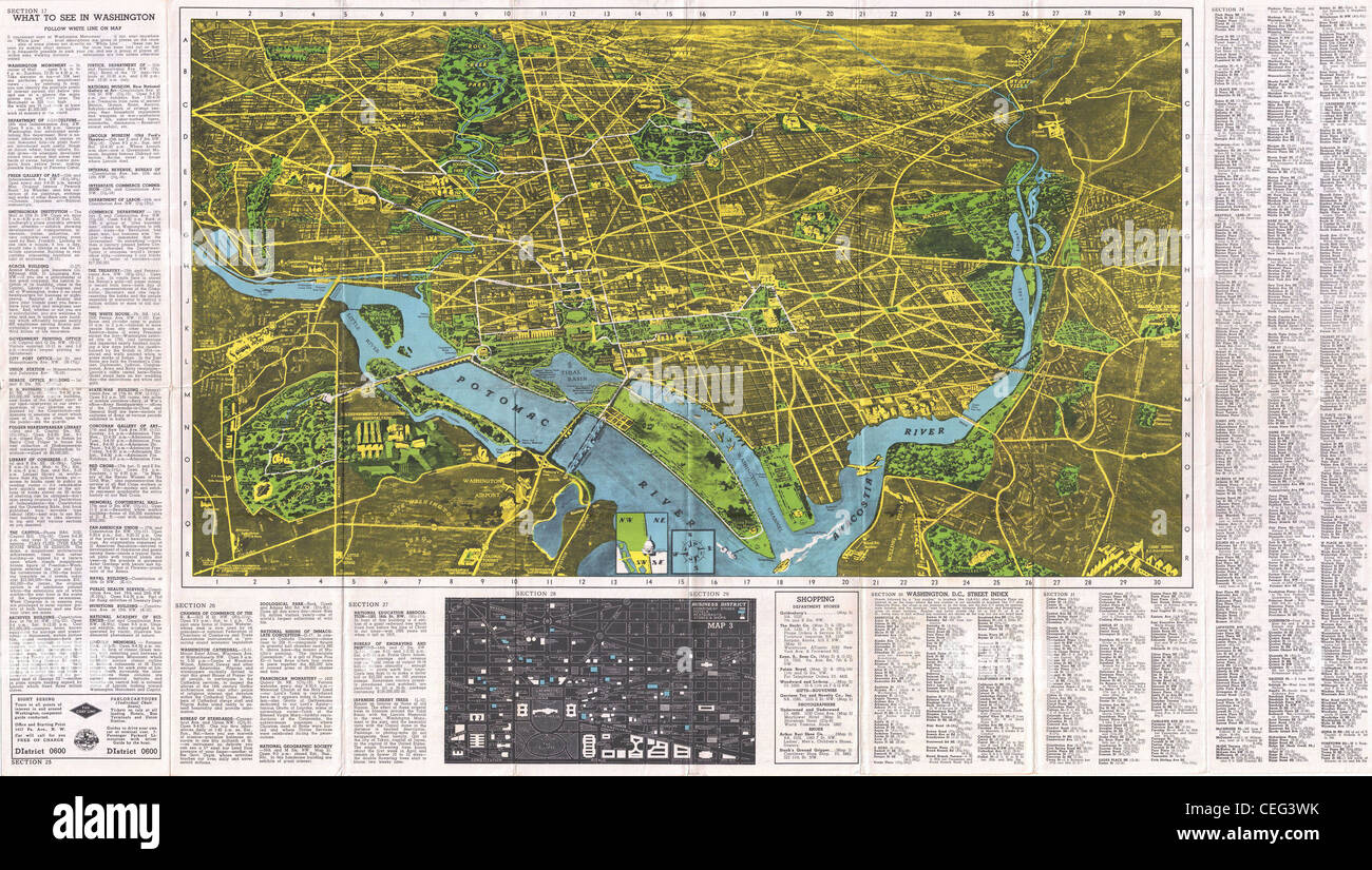 1938 Carte de pictural Washington D.C. Banque D'Images