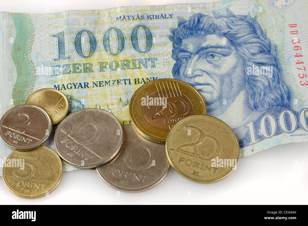 Monnaie hongroise, Forint 1000 remarque et pièces Photo Stock - Alamy