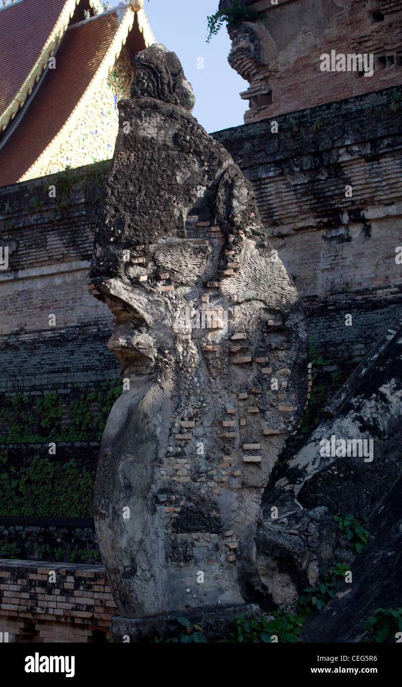 Wat Chedi Luang temple Chiang Mai Banque D'Images