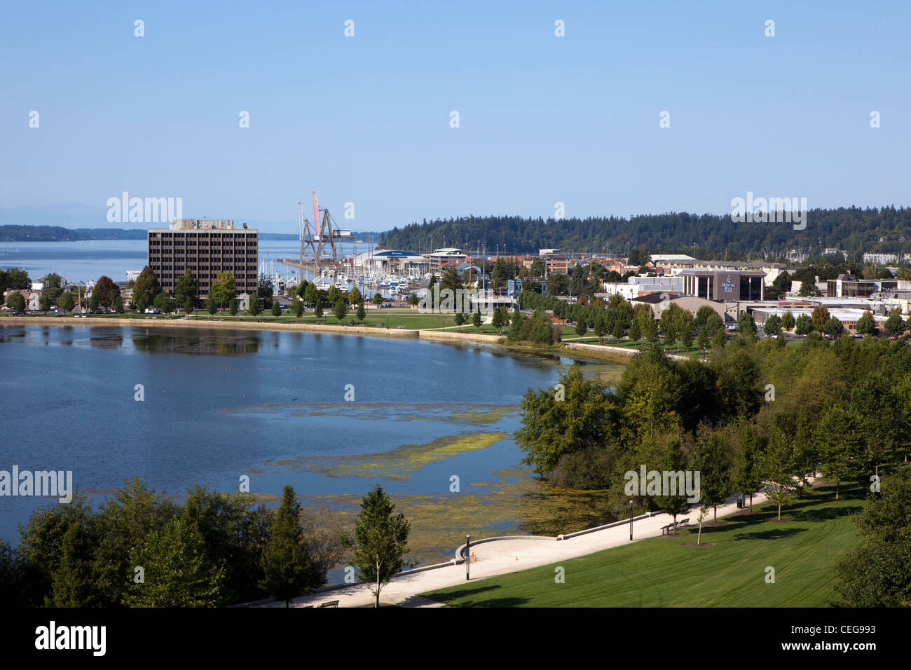 Une vue sur le Lac Capitol à Olympia, Washington Banque D'Images