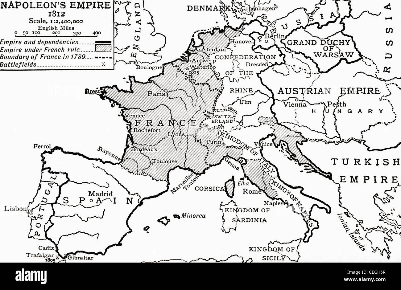 Carte de l'Empire de Napoléon en 1812. À partir de l'histoire de l ...