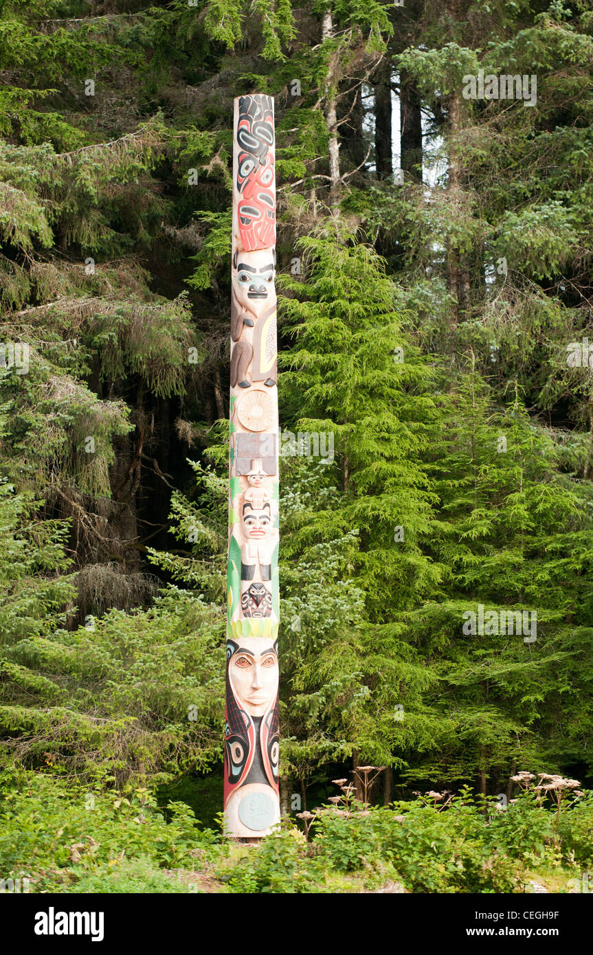 Totem, le parc historique national de Sitka aka Totem Park, Sitka, Alaska Banque D'Images