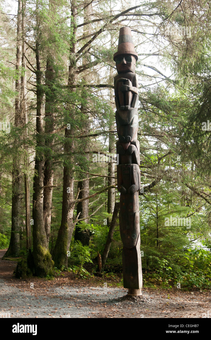 Totem, le parc historique national de Sitka aka Totem Park, Sitka, Alaska Banque D'Images