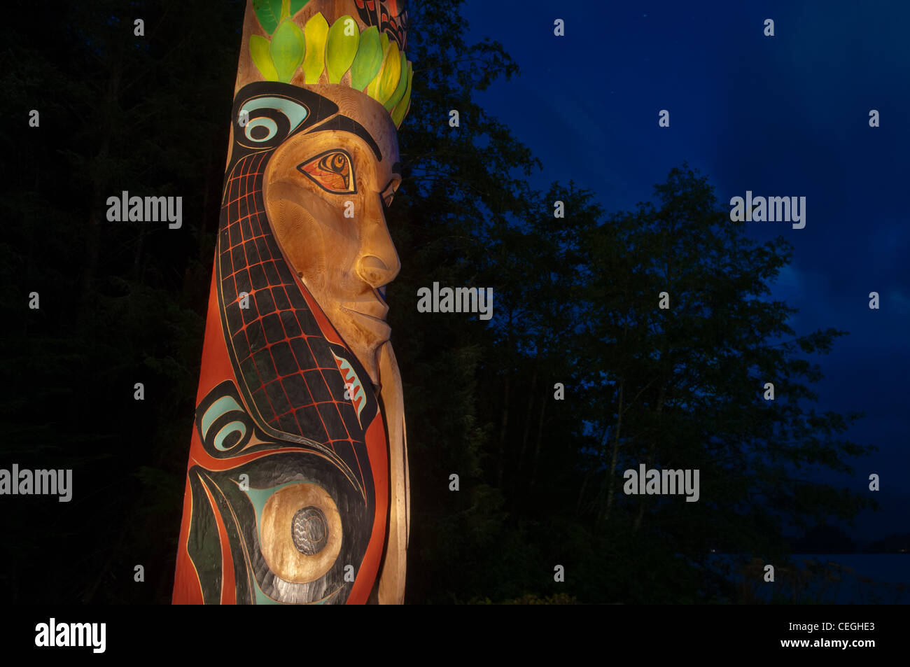 Peindre avec la lumière dans le parc historique national de Sitka, Sitka, Alaska Banque D'Images