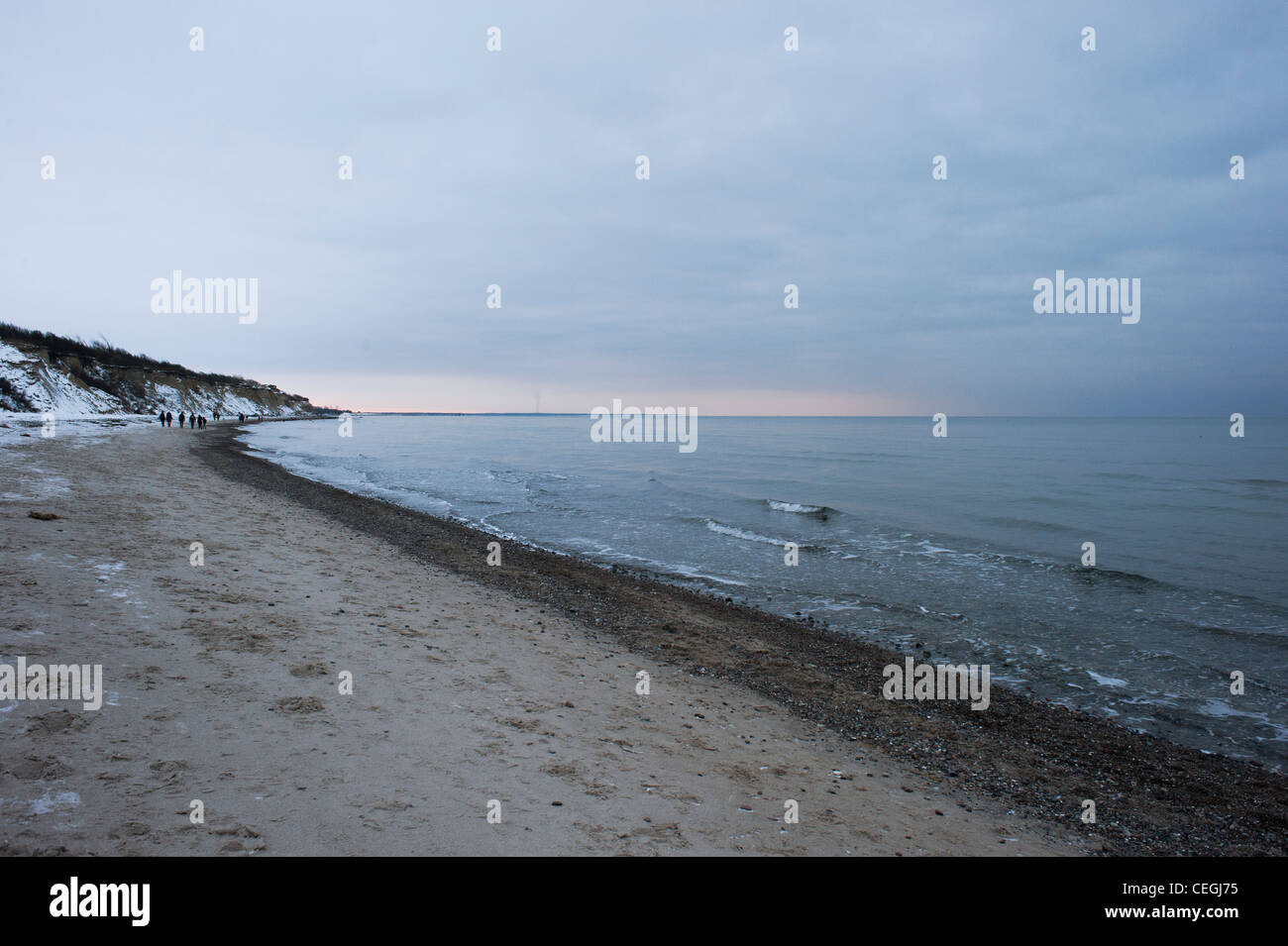 Plage d'hiver dans la région de Zeil sur la péninsule de Fischland-darss-Zingst de la mer Baltique. Banque D'Images