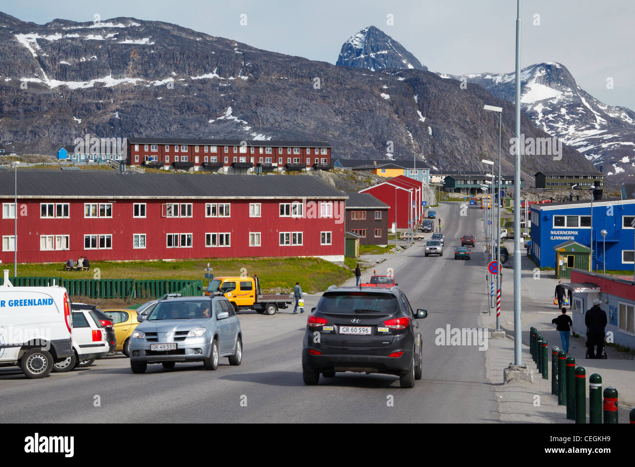 Aqqusinersuaq street, Nuuk, Groenland Banque D'Images