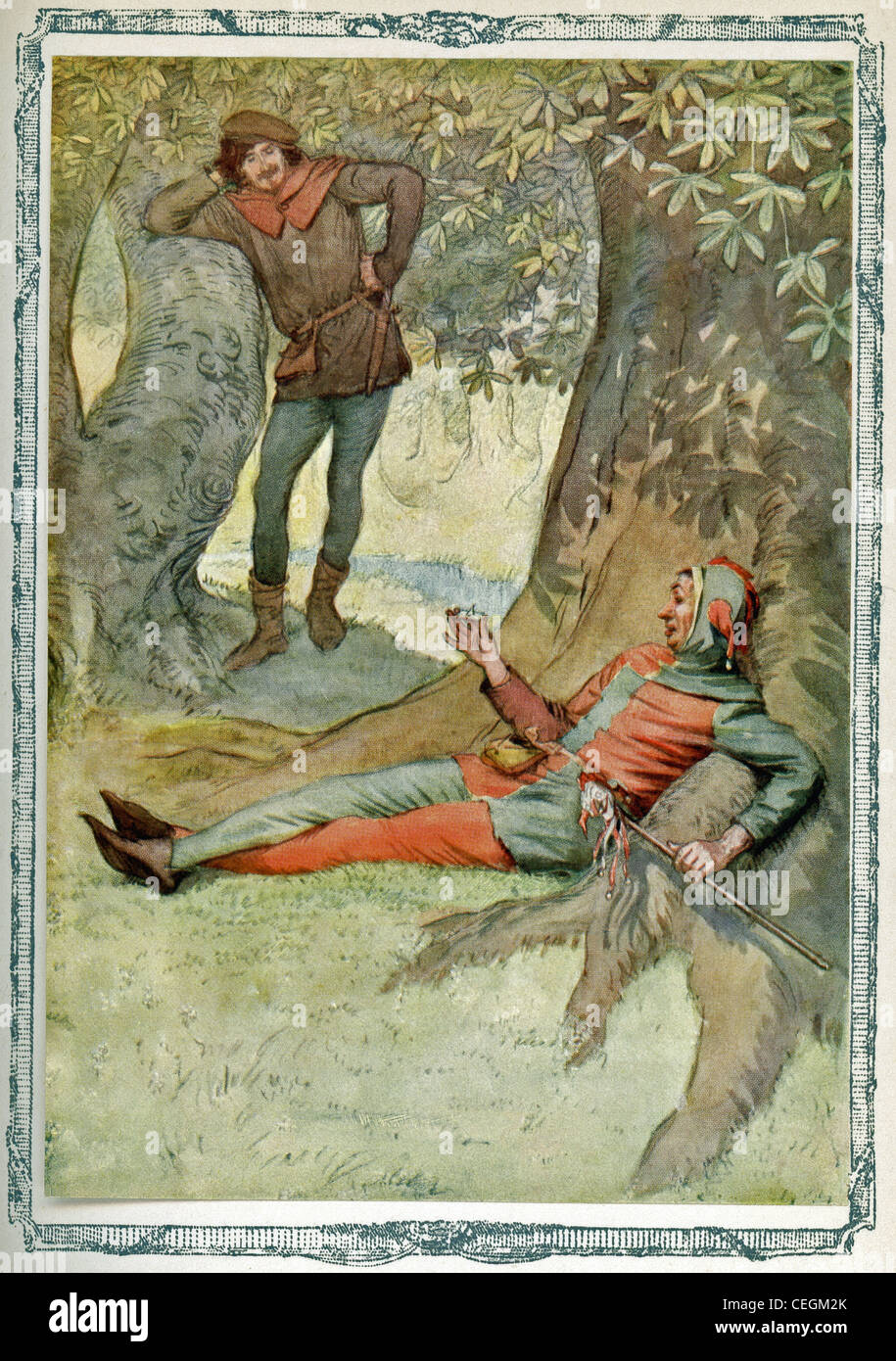 À partir de cette image que vous le souhaitez il montre le Fou Touchstone et l'excentrique philosophe Jaques. Banque D'Images