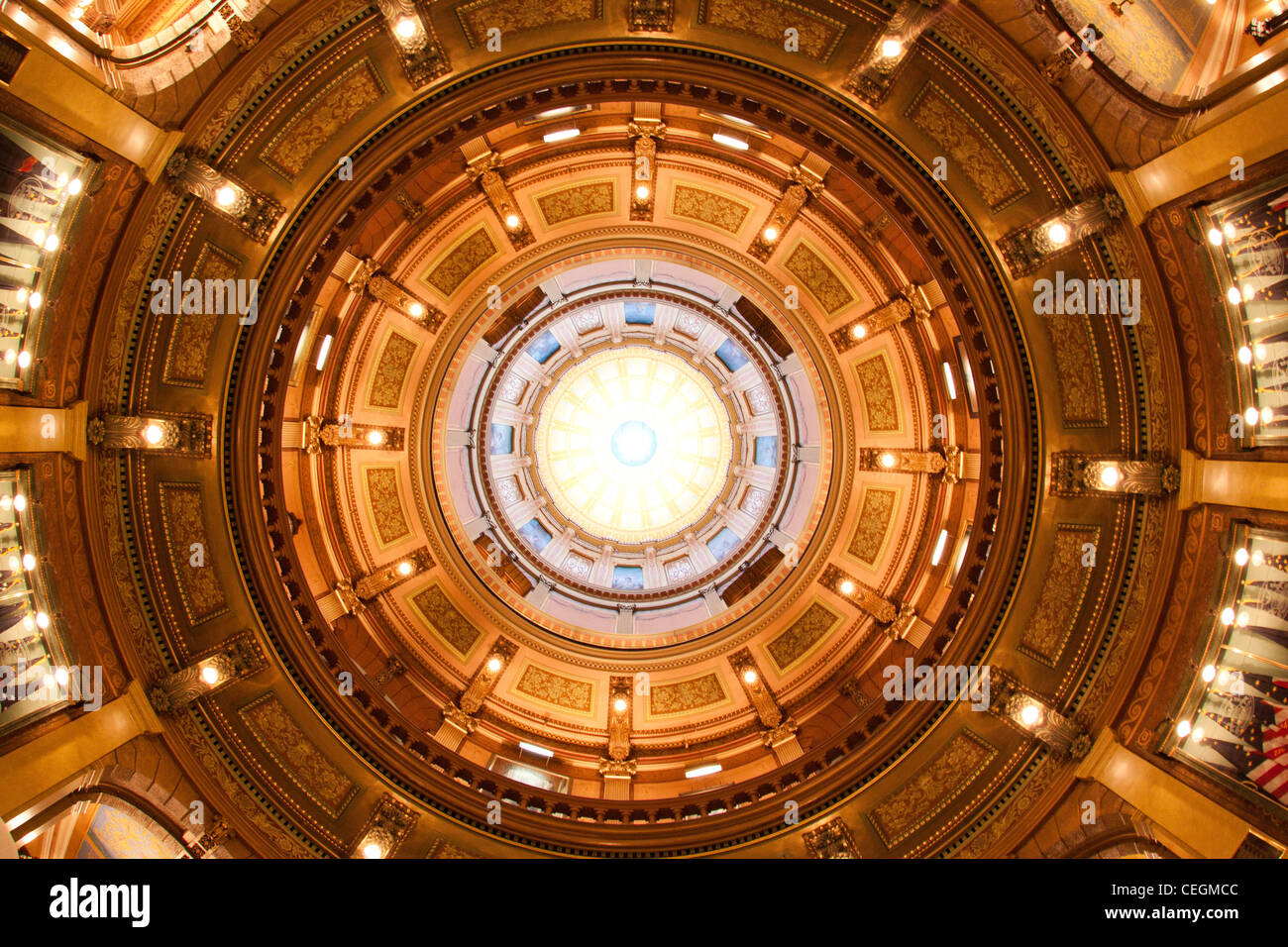 Rotonde et dôme de la Michigan State Capitol Building, Lansing, Michigan, USA Banque D'Images