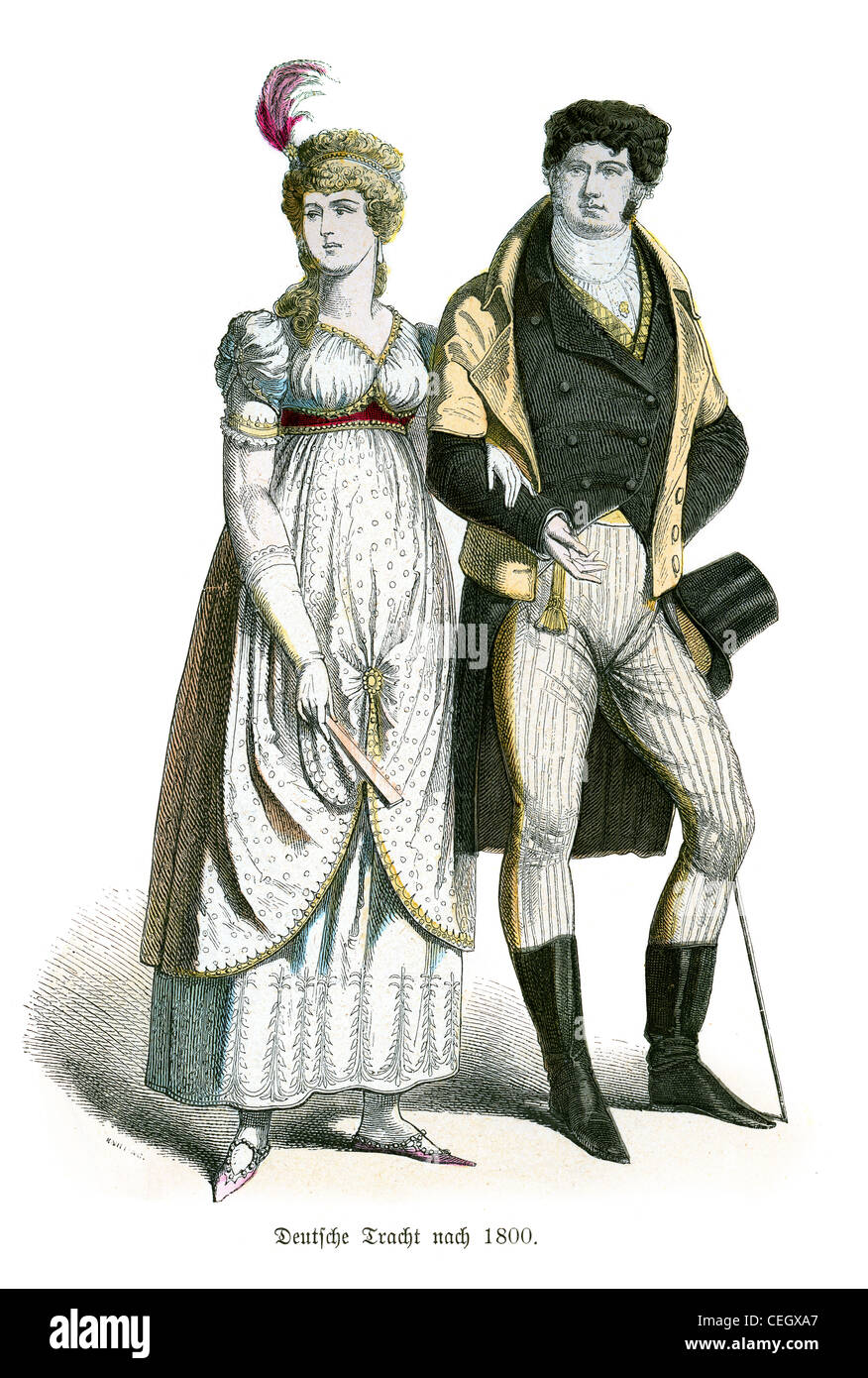Un couple dans la mode de l'allemand dans la période après 1800 Banque D'Images