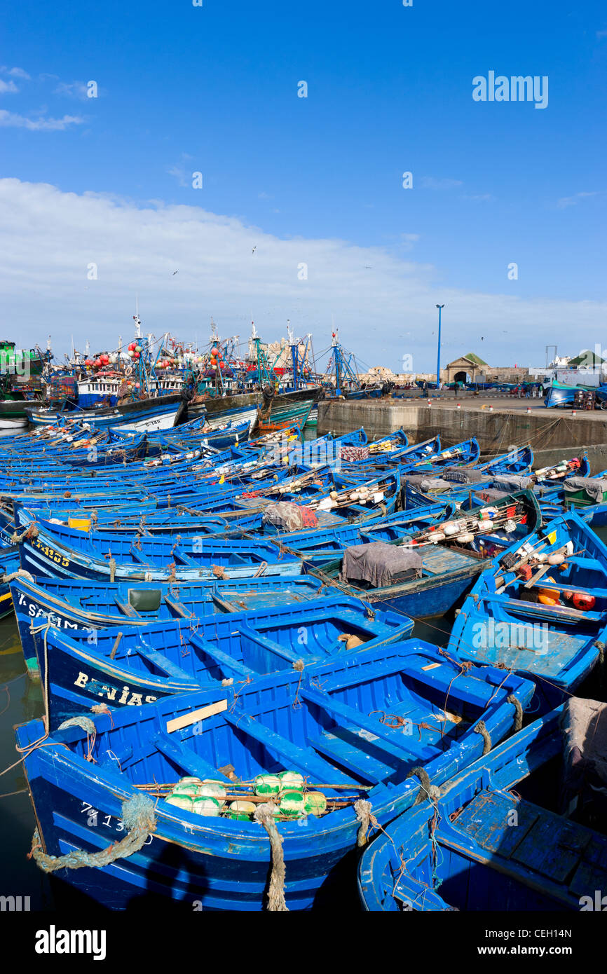 Bateaux de pêche dans le port d'Essaouira, Maroc, Afrique du Nord Banque D'Images