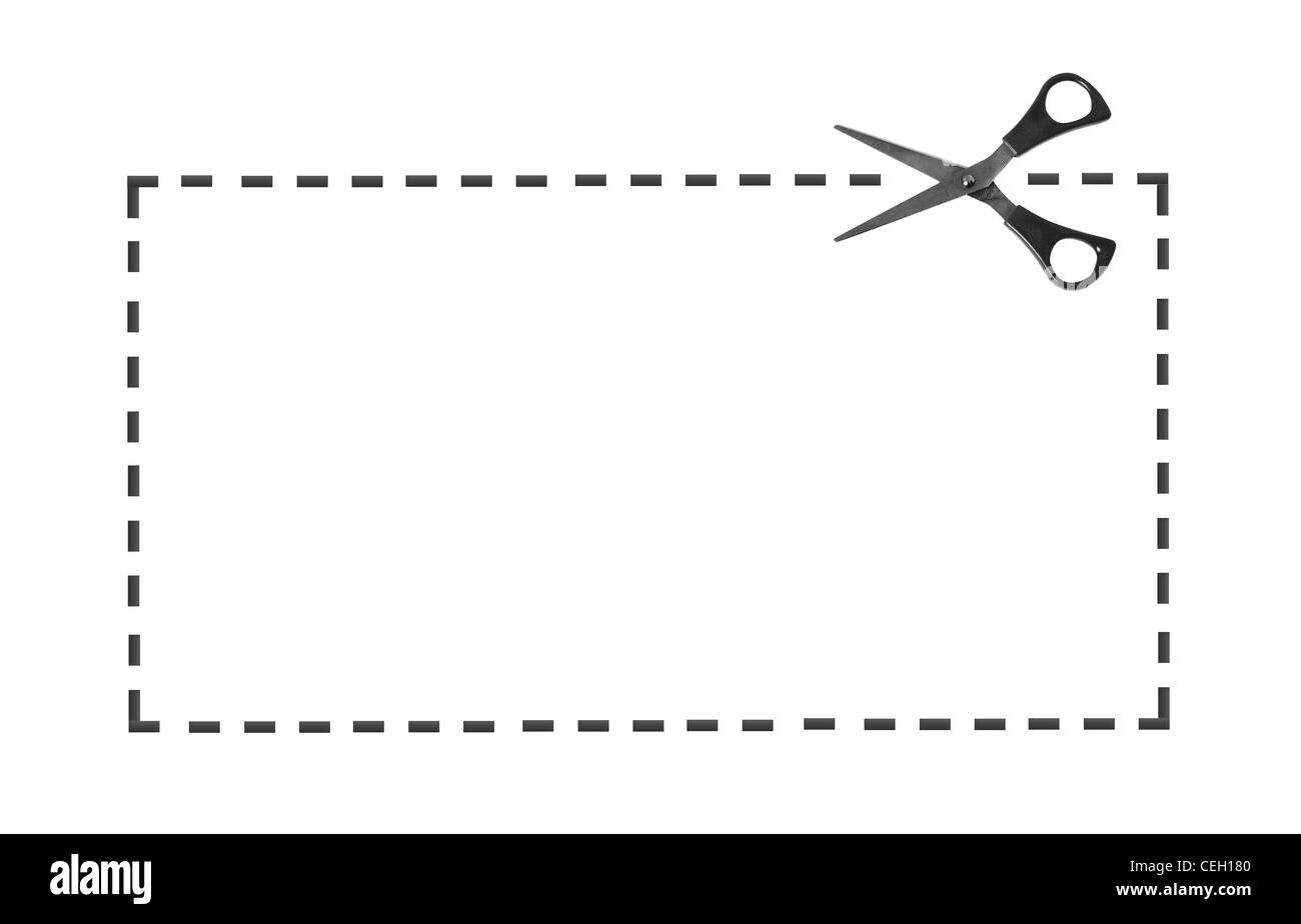 Scissor on dotted line Banque D'Images