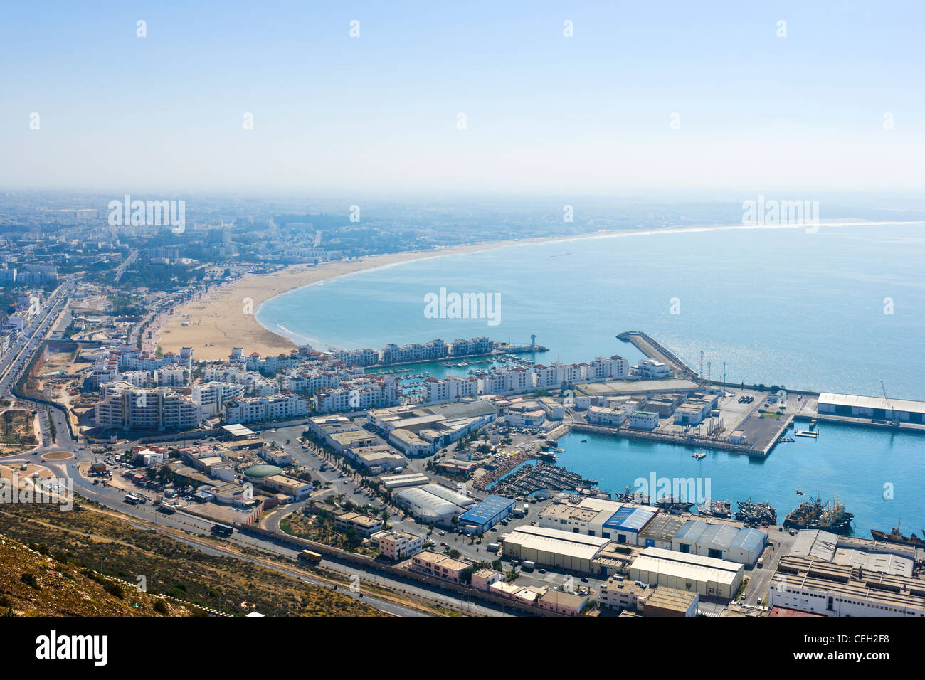 Vue sur Agadir à partir de l'ancienne kasbah, Maroc, Afrique du Nord Banque D'Images