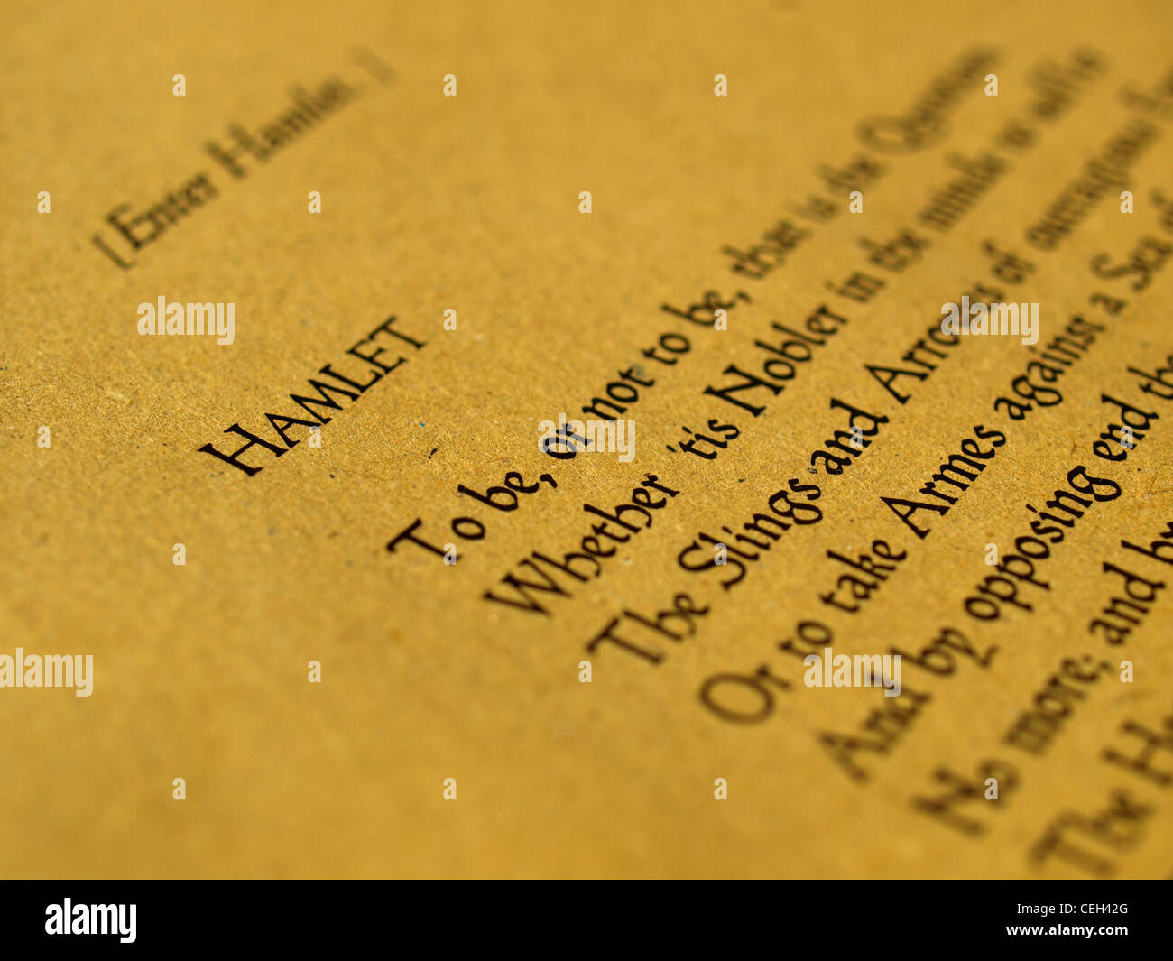 William Shakespeare's Hamlet (texte original anglais du milieu du premier Folio de 1623) - selective focus Banque D'Images