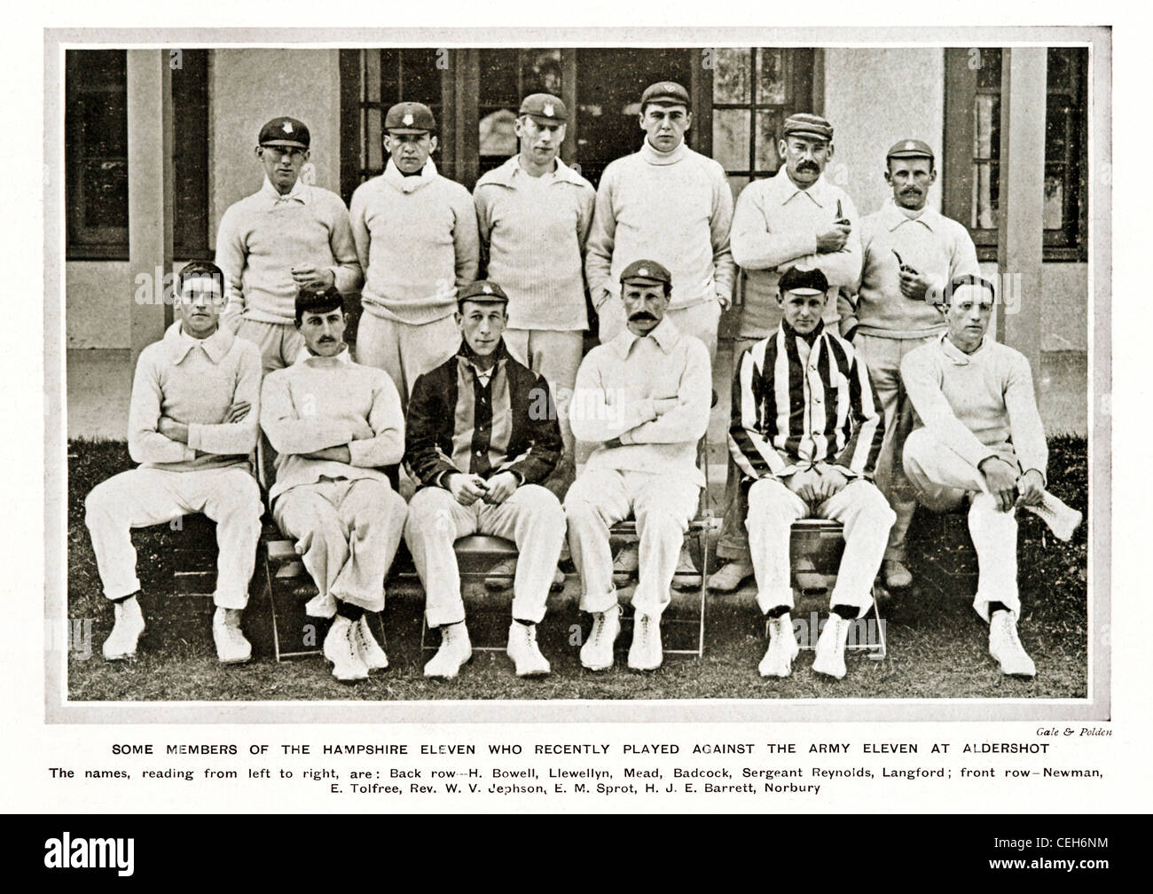 Hampshire CCC, 1906 Photographie de l'équipe de cricket du comté anglais onze qui a joué contre une armée onze à Aldershot Banque D'Images