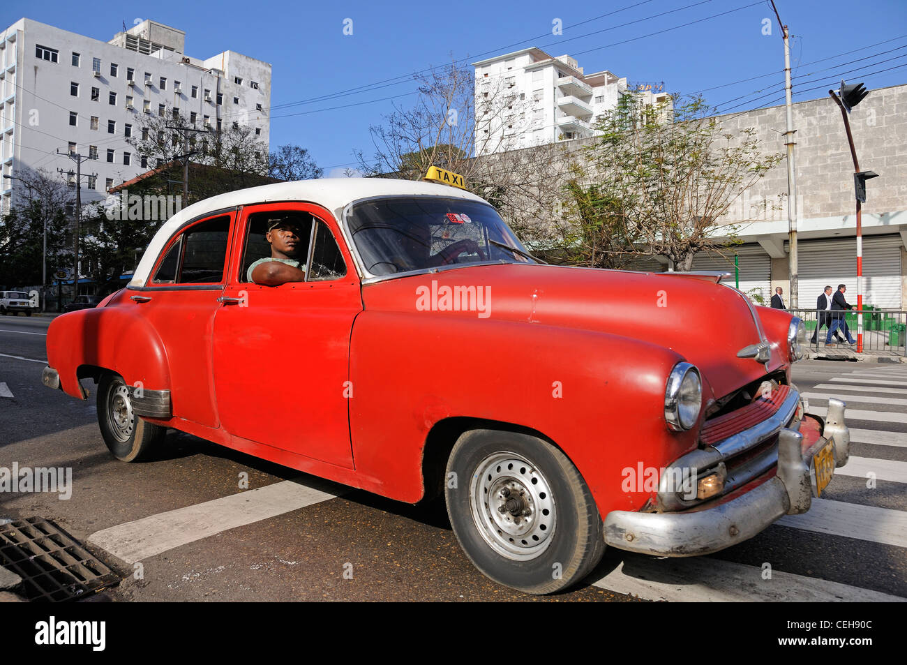 Vieille voiture typique de La Havane, La Havane, La Havane, capitale de Cuba, La Havane, Caraïbes Banque D'Images