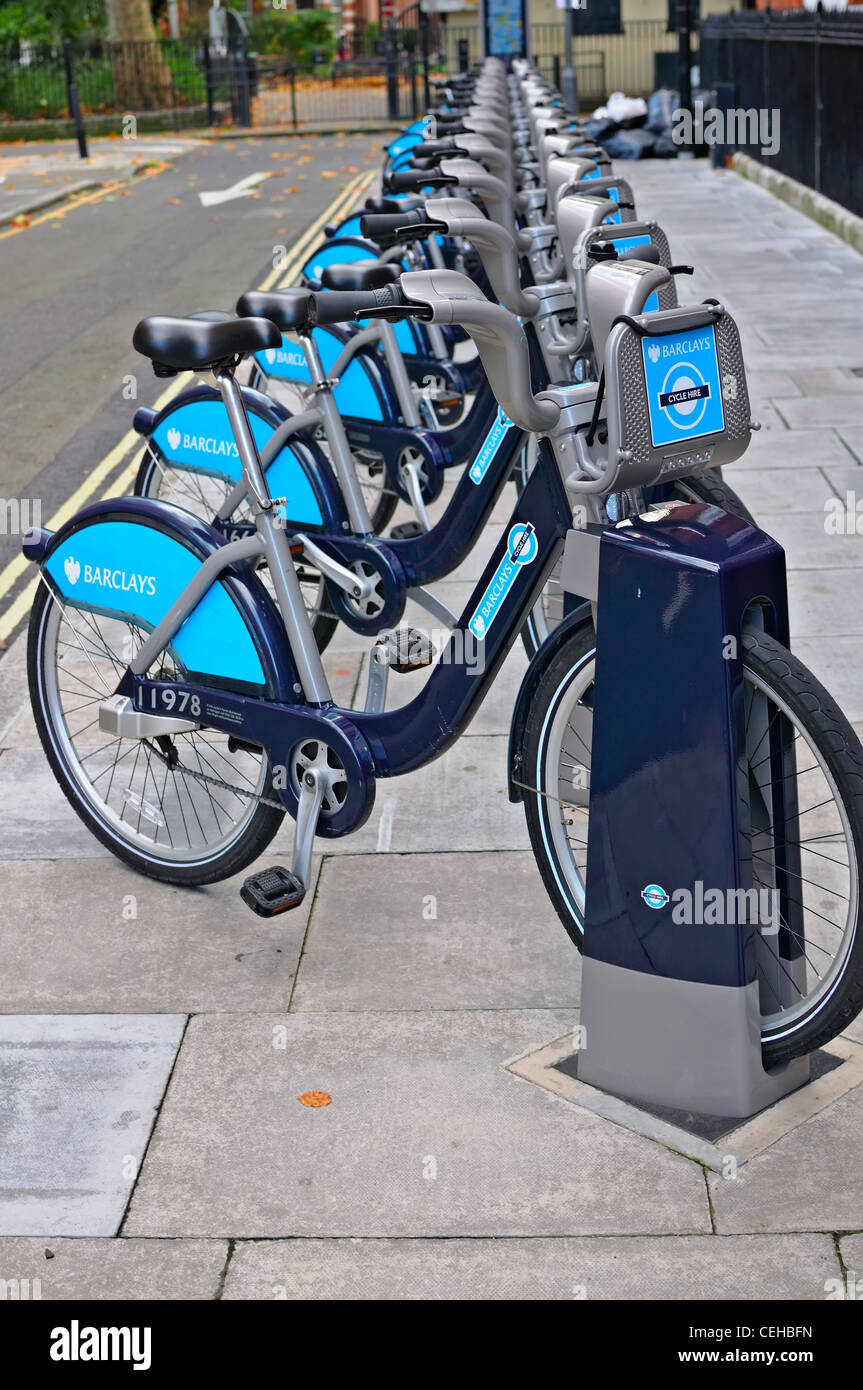 London : Location de vélos service a organisé dans la capitale britannique Londres. Banque D'Images