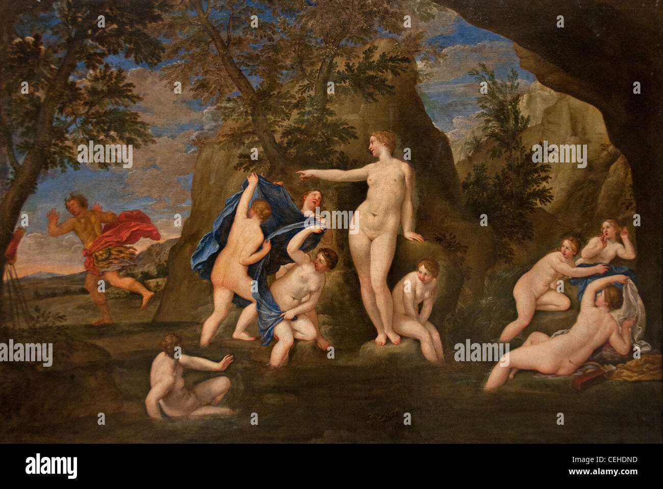 Acteon dans un enterrement de la métamorphose - Acteon metamorphose en cerf 1640 ALBANI Francesco Italie italien L'Albane Banque D'Images