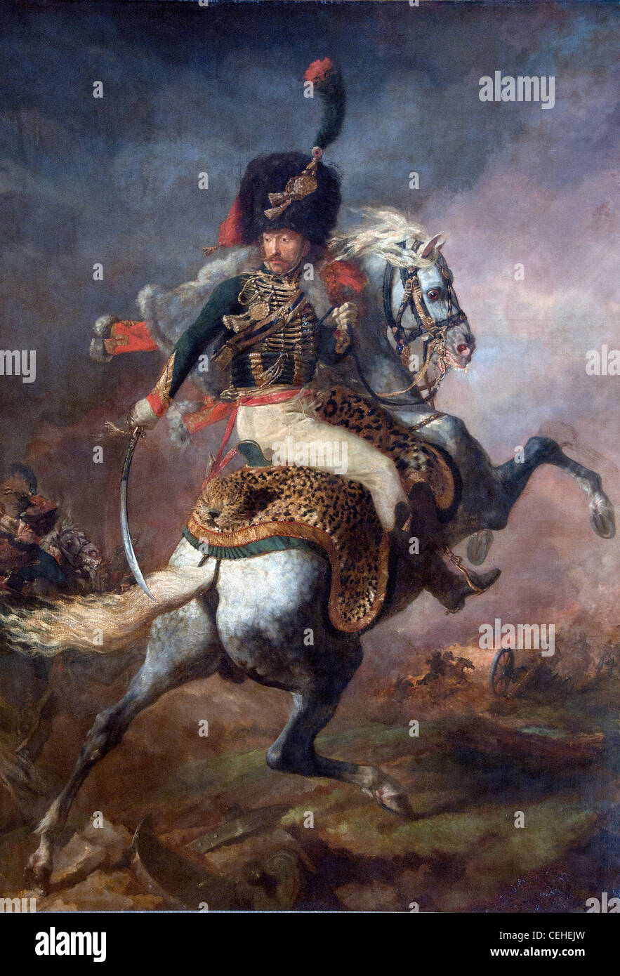 Officier de chasseur à cheval de la garde impériale chargeant Direction de la charge de la garde impériale en 1812 par Théodore Géricault Banque D'Images