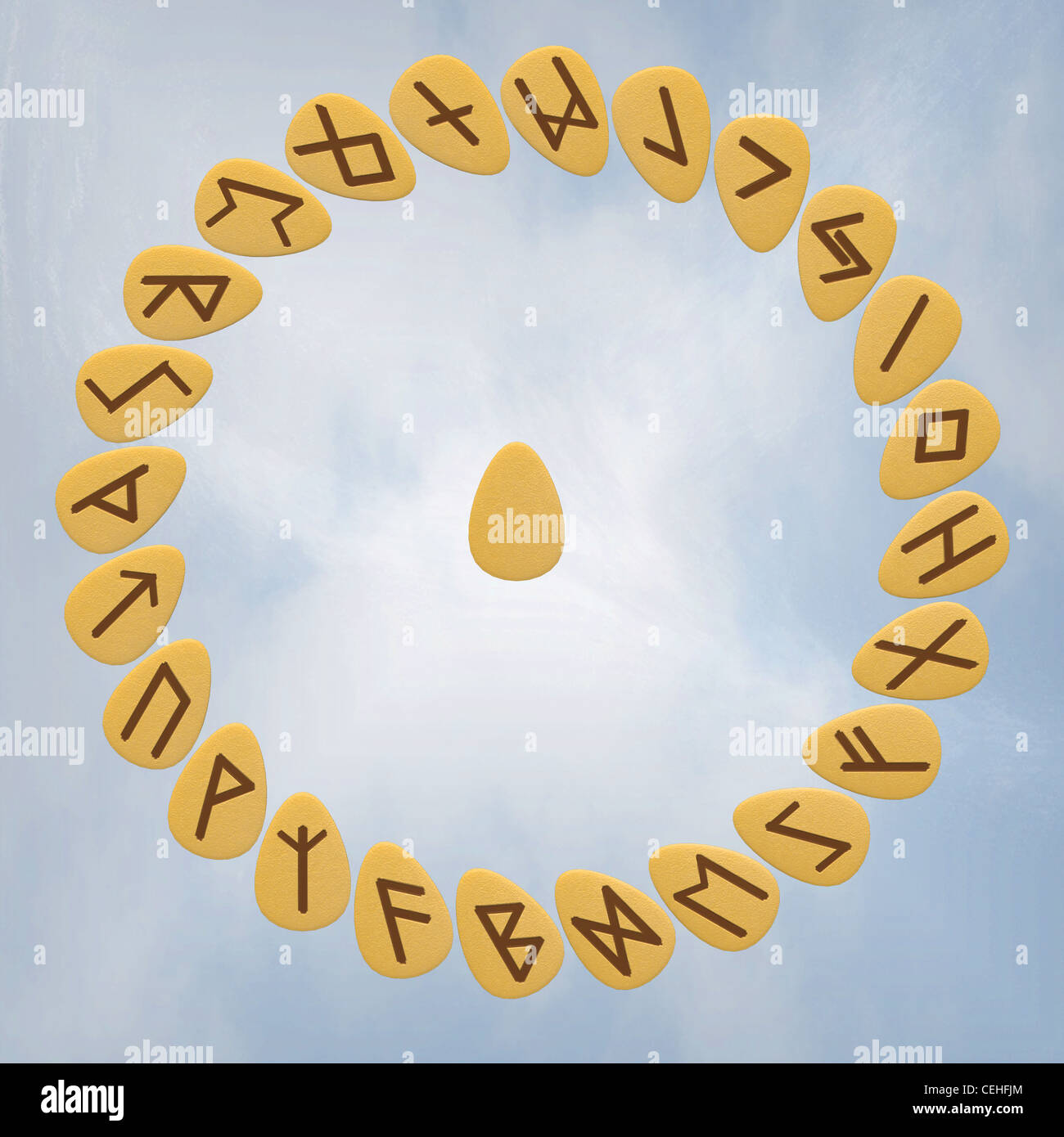 Image 3D de runes vikings contre le fond de ciel Banque D'Images