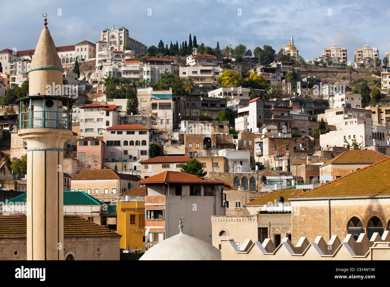 Toits de la vieille ville de Nazareth, en Israël. Moyen Orient Banque D'Images