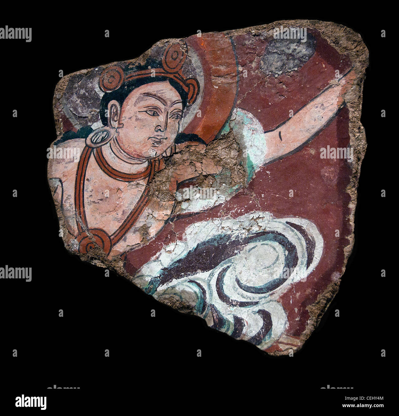 Fresque Bouddha 8 siècle de la dynastie Tang en Chine Xinjiang aqur Qumtura Duldur sanctuaire Banque D'Images