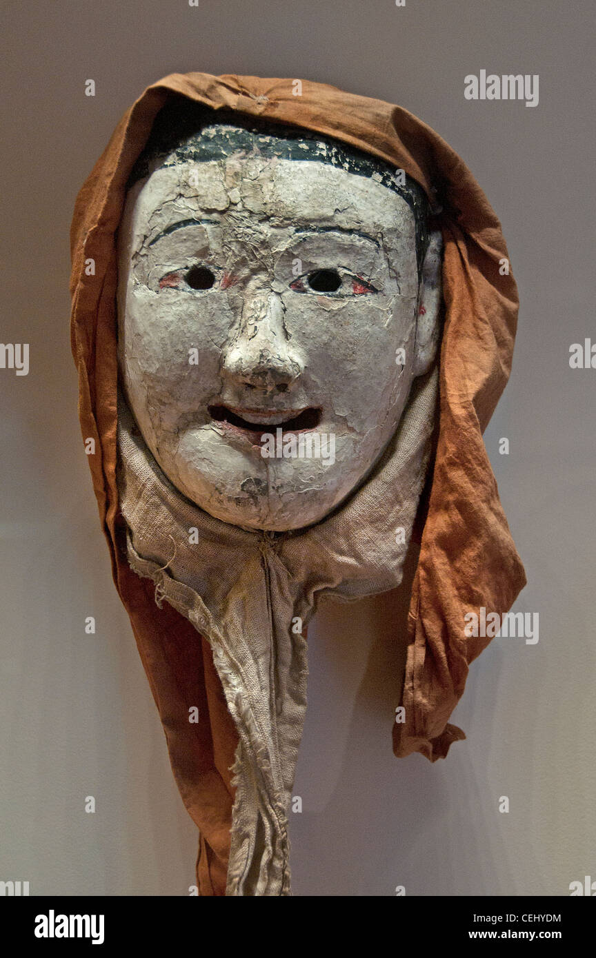 Bois peint masque période Choson Corée coréen du 17e siècle Banque D'Images