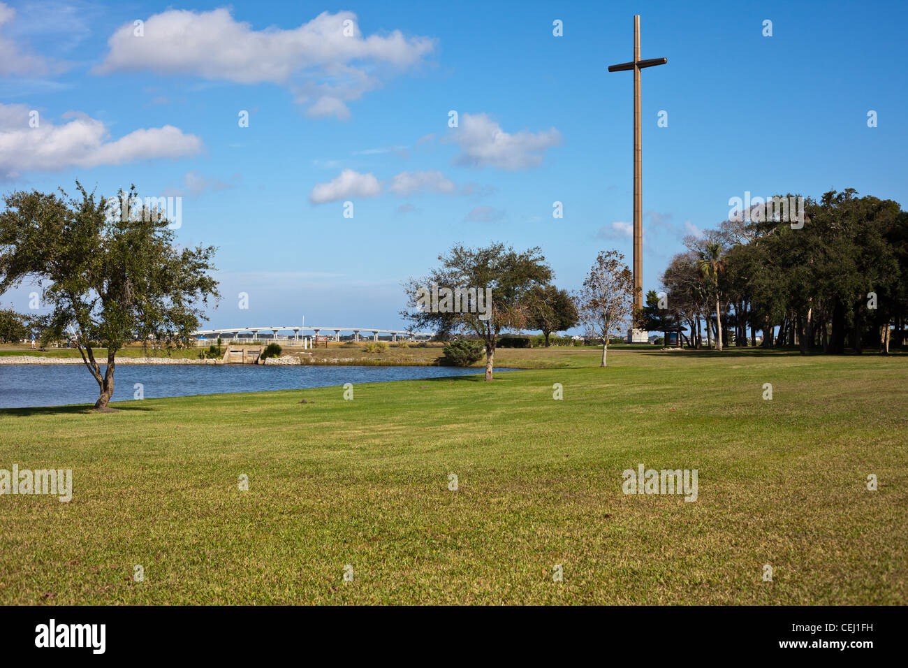 La grande croix de la mission 0f nombre de Dios, prince de la paix, l'église St Augustine, Floride, USA, fontaine de jouvence Banque D'Images