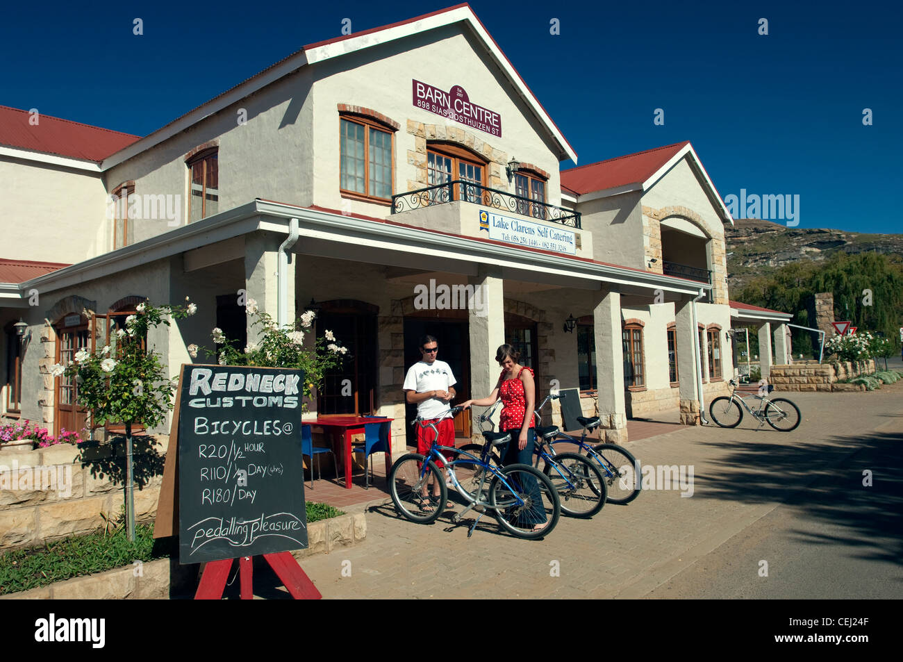 Randonnée à vélo à Clarens, est de l'état de Province Banque D'Images