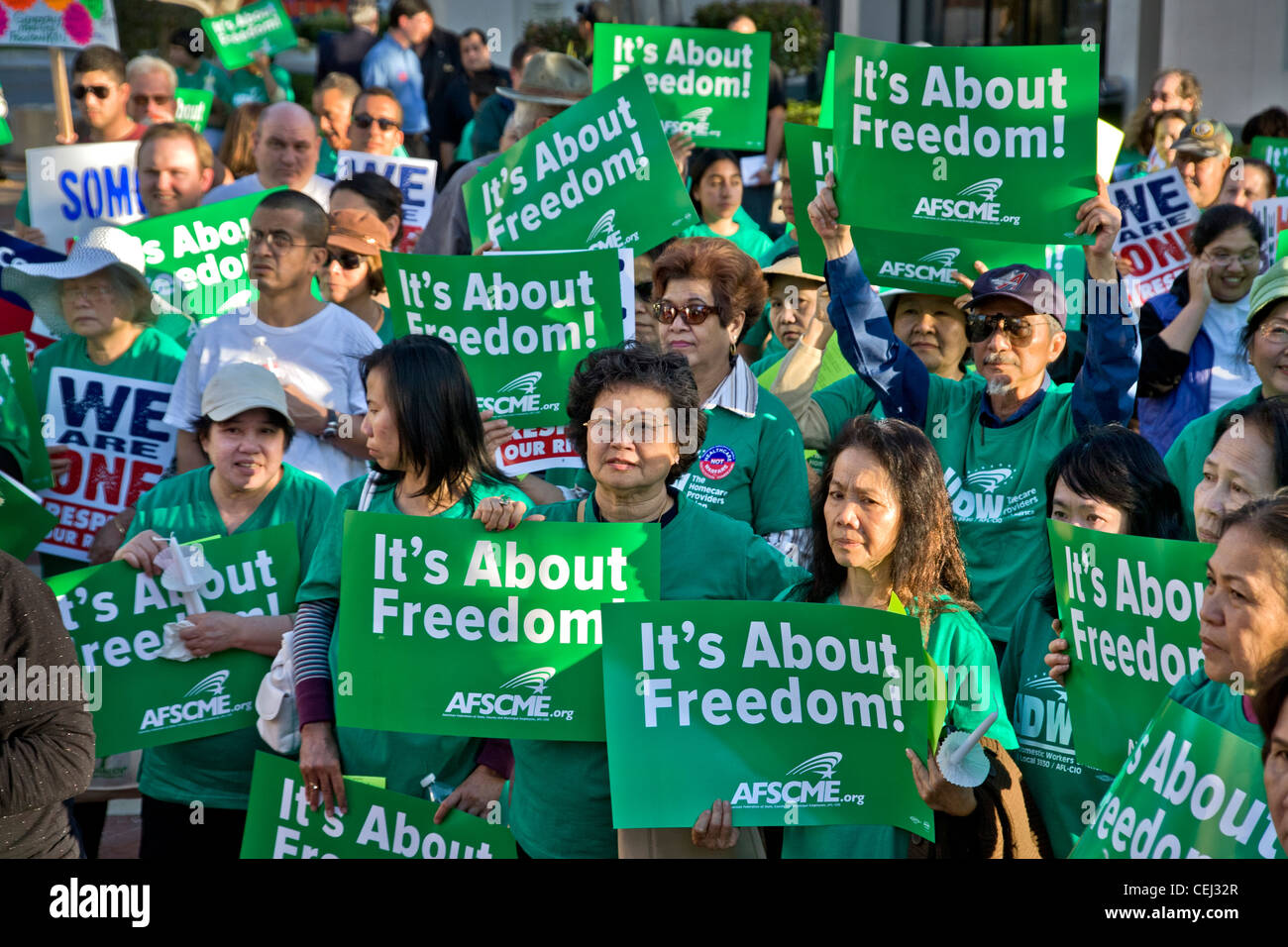 Fédération américaine de l'État, les comtés et les agents municipaux (AFSCME) union du travail à Santa Ana, CA Banque D'Images