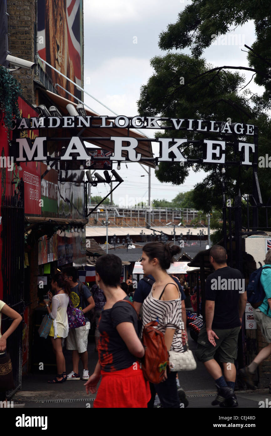Camden Lock Village entrée du marché, Camden, London, UK. Banque D'Images