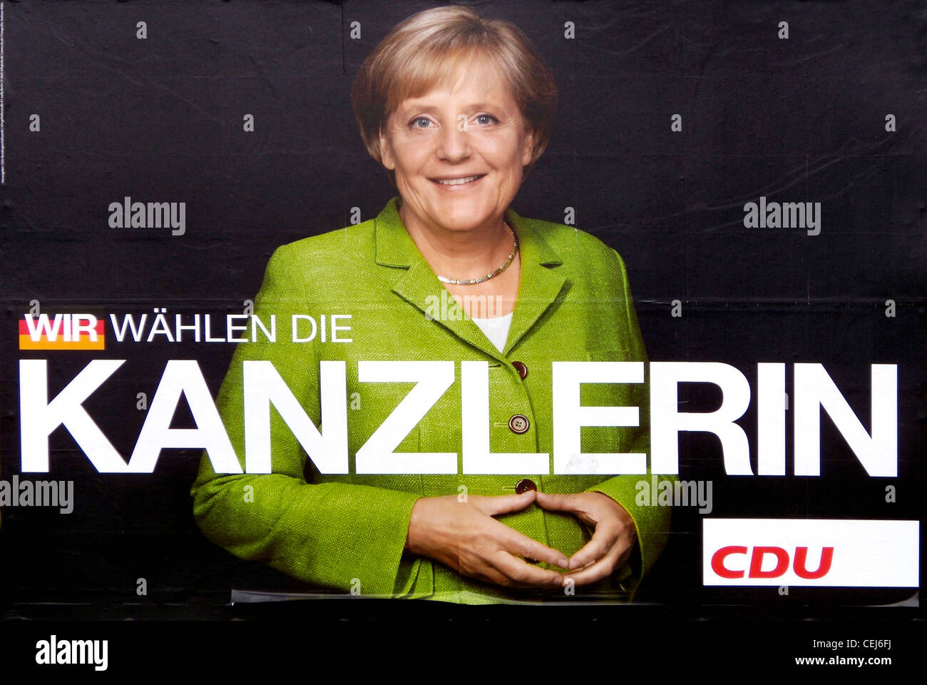 Affiche électorale du parti allemand CDU pour Angela Merkel au Bundestag élections de 2009. Banque D'Images