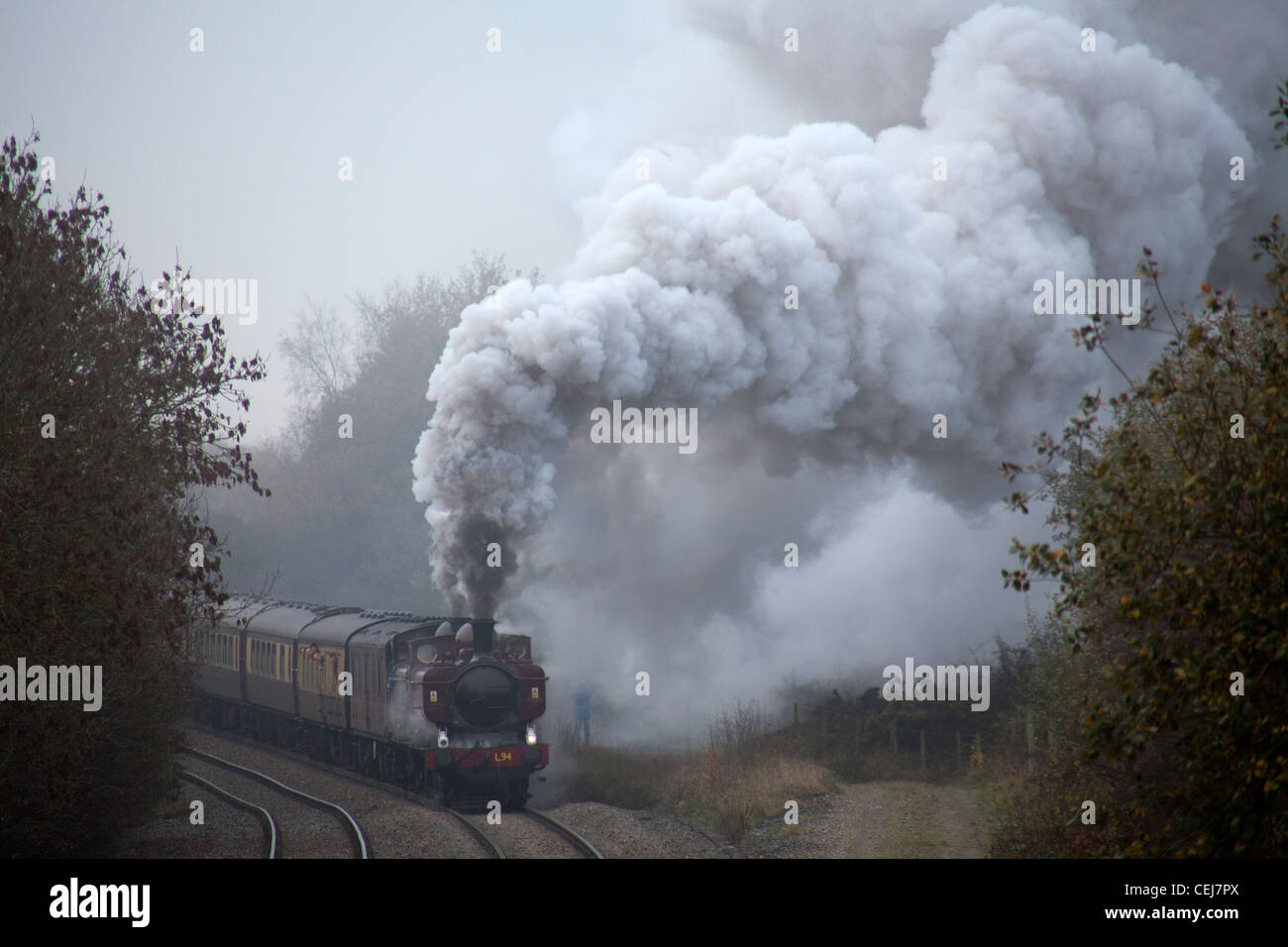 Locomotives à vapeur réservoir Pannier 7752 et 9600 Bagworth Bagworth,pente de montée, Leicestershire, Angleterre. Banque D'Images