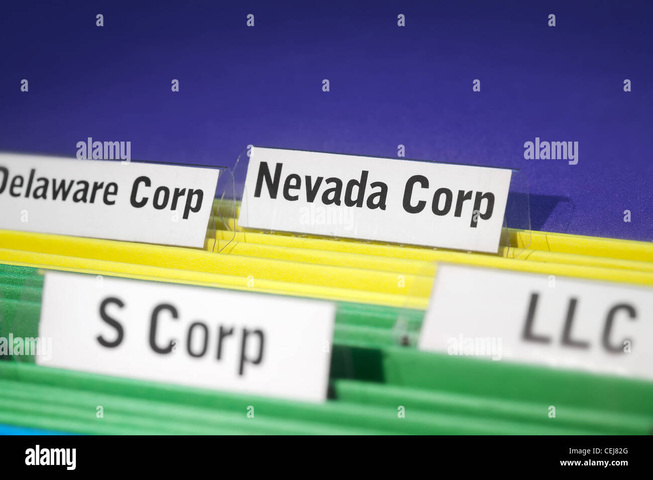 Nevada corporation onglet dossier comme le point focal de fichiers pour différents entités commerciales Banque D'Images