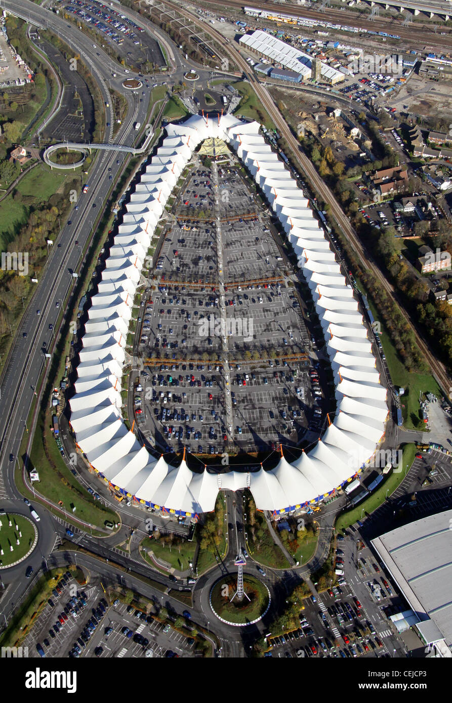 Vue aérienne de Ashford Designer Outlet, Ashford, Kent Banque D'Images