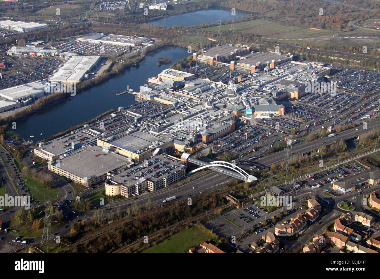 Image aérienne du centre commercial Lakeside à West Thurrock, Essex, Royaume-Uni Banque D'Images