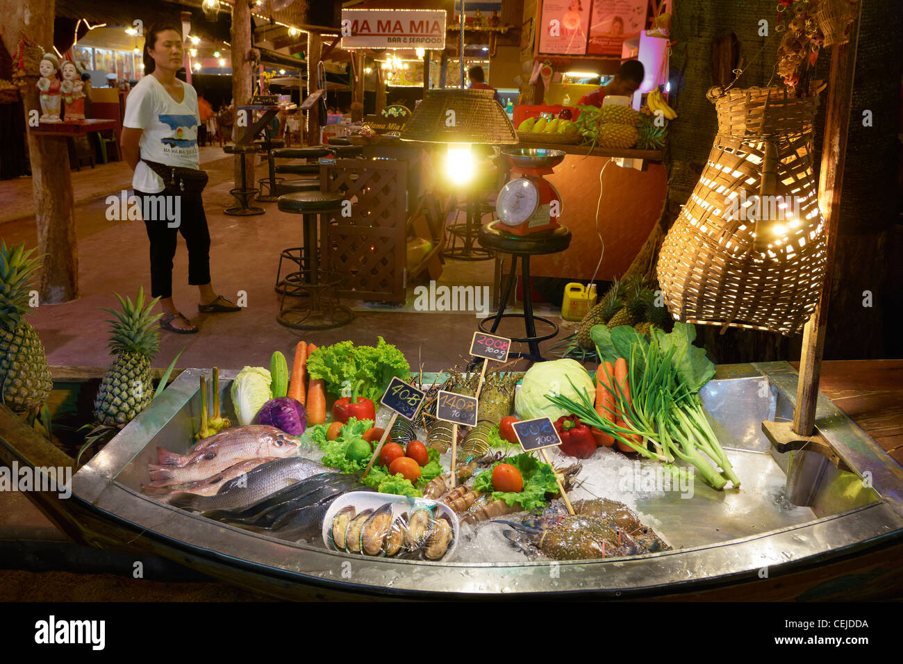 Thaïlande - l'île de Phuket, Patong Beach, fruits de mer restaurant Banque D'Images