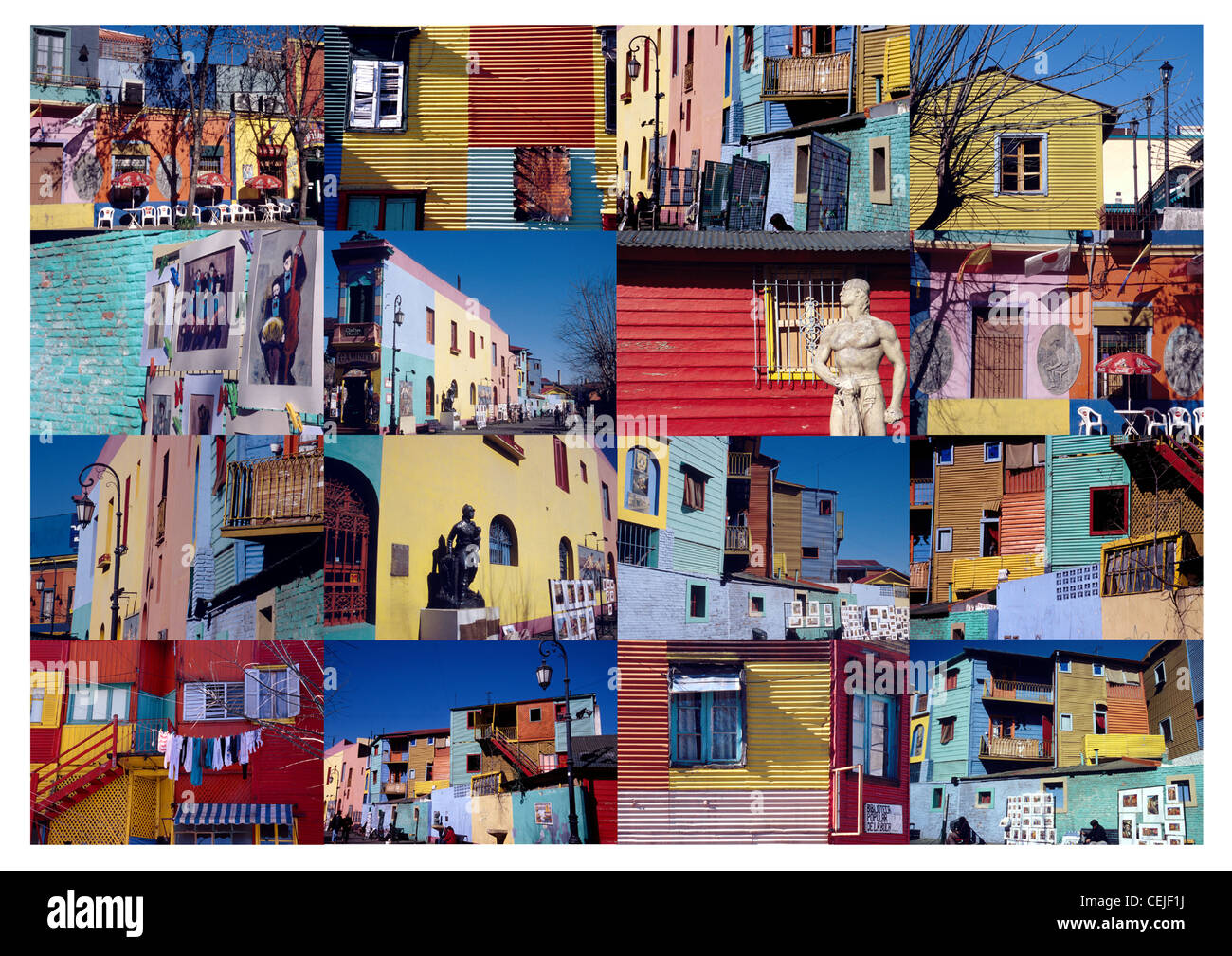 Collage de l'architecture colorée de la région de La Boca à Buenos Aires, Argentine, Amérique du Sud Banque D'Images