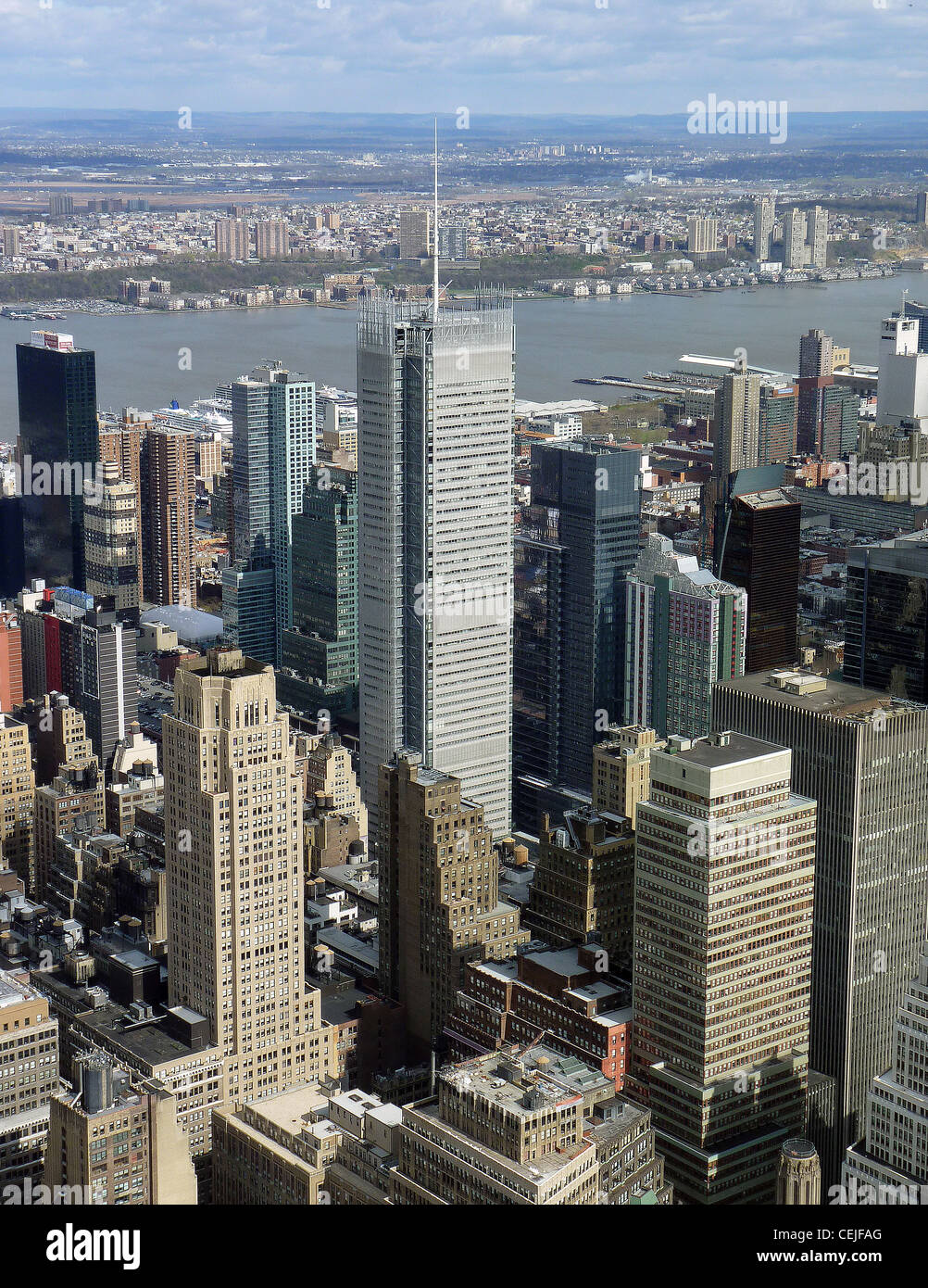 New York Times Building et l'Hudson à Manhattan, New York, USA Banque D'Images