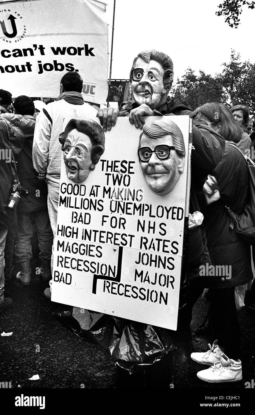 Les mineurs de charbon à la manif contre la fermeture de puits. Londres 1992 Banque D'Images