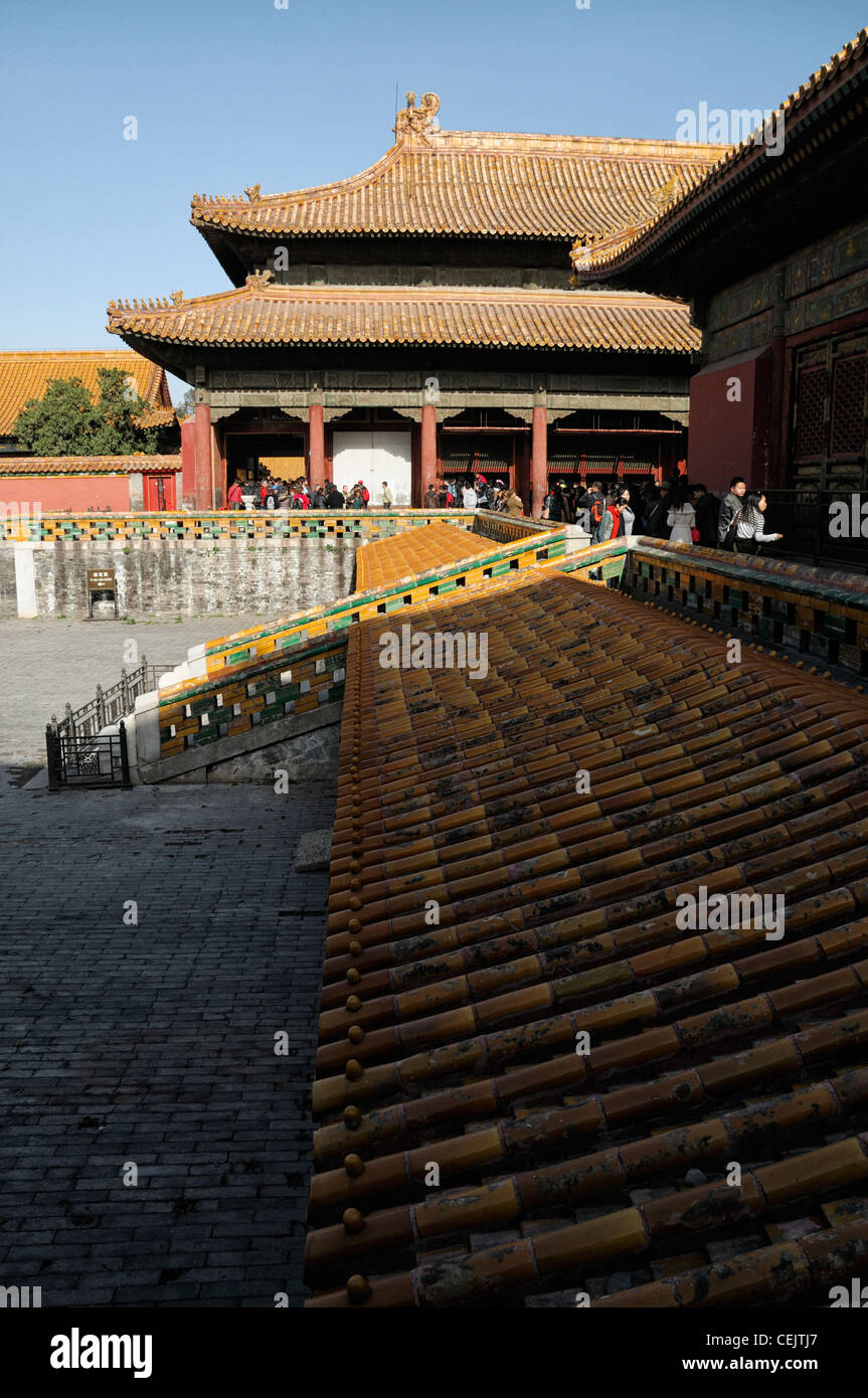 Tuile terre cuite détails détails Forbidden City Beijing coloré décorer décoration design fonctionnalité Banque D'Images