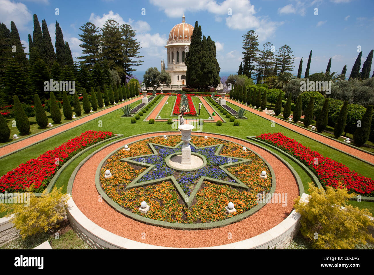 Sanctuaire Bahai Gardens à Haïfa siège international Foi Baha Baha pèlerinage unique au monde tous les croyants Banque D'Images