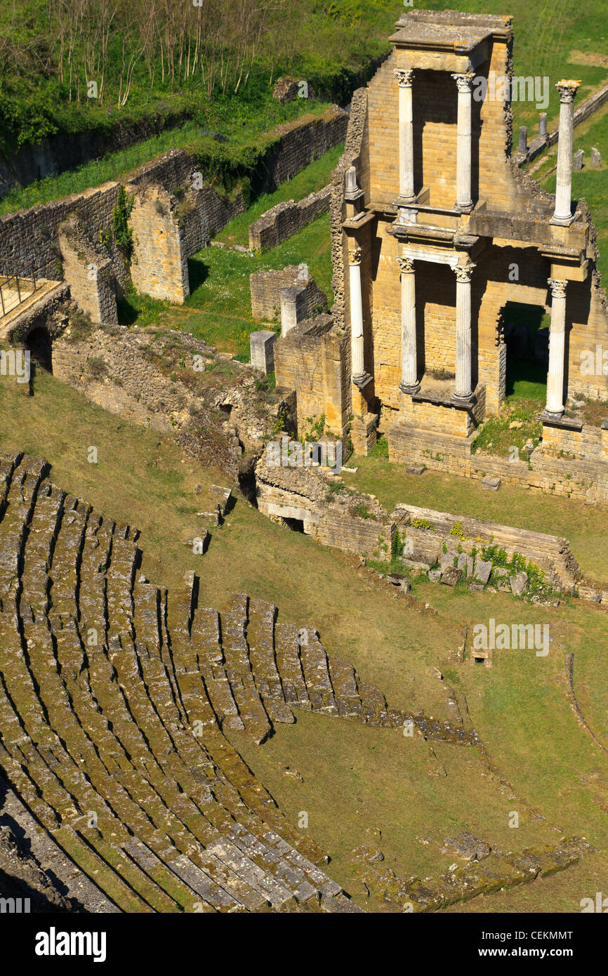 Vestiges de l'Amphithéâtre Romain à Volterra, Toscane, Italie Banque D'Images