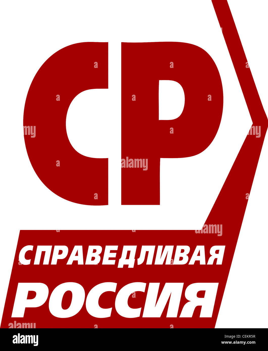 Logo du parti politique social-démocrate de Russie Juste CP - Spravedlivaya Rossija. Banque D'Images