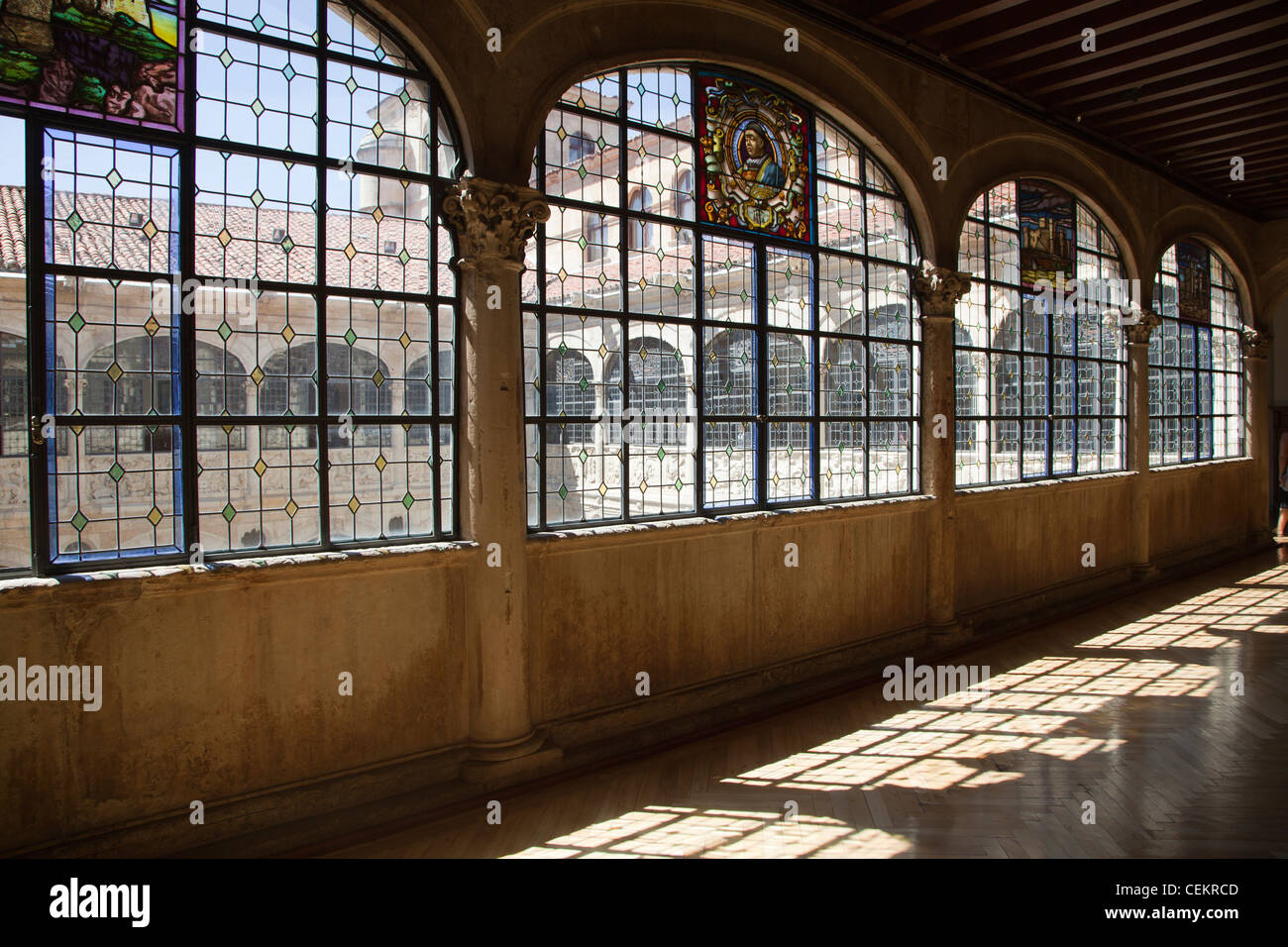 L'Espagne, Leon, Leon Cathedral, demeure de lumière ou la Pulchra Leonina, Santa Maria de Leon, cloître Banque D'Images