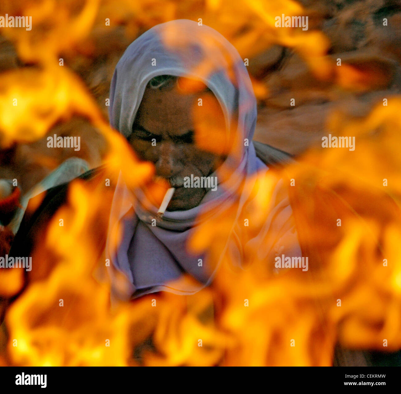 Nomad camp bédouin au désert Banque D'Images